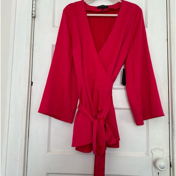 New Eloquii Red Long Sleeve Tie Waist Wrap Around Top (Size 16) - Picture 12 of 12